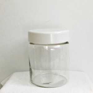 Glass Canister Storage Jar White Plastic Lid Vntge